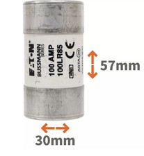 10x Eaton Bussmann 100LR85 100 Amp House Service Cut Out Fuse 30mm x 57mm 100A