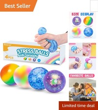 Stress Balls Set, Squishy Stress Ball, 4 Pack Squeeze Ball for Adults, Squeez...