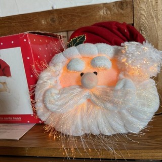 Vintage Fiber Optic Santa Claus Head Color Changing Christmas Decor Works Great