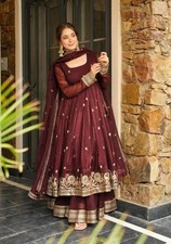 New Designer Maroon Gold Crazy Kurta Palazzo With Dupatta For Women  Girls