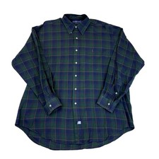 Ralph Lauren Mens Green/Blue Cotton Plaid Long Sleeve Button-Down Shirt Size L