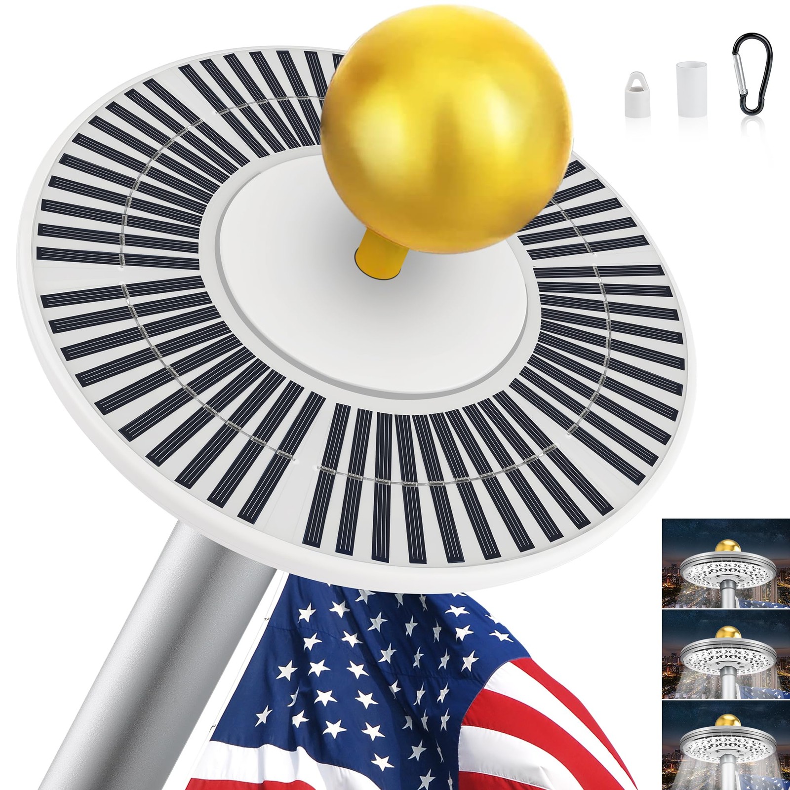 Aurolit Flagpole Light Solar Powered Auro 4 Silver Flag Pole Light 48 Large L...