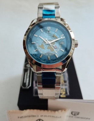 NEU IN OVP PAGANI DESIGN PD1788 SEIKO NH34 GMT ALL STEEL UHR ICE BLUE SAPPHIRE 100m
