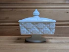Vintage Westmoreland Milk Glass Old Quilt Pattern Candy Dish