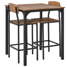 3 Piece Bar Table Set, Industrial Counter Height Dining Table Set