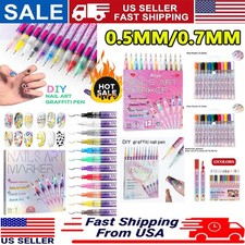 12 Colors Nail Art Pens Set Nail Polish Pens Nail Art Drawing Graffiti Marker  