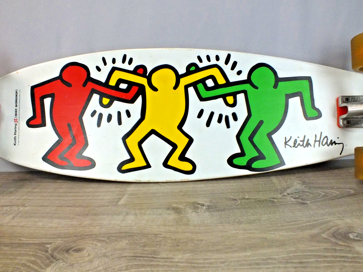 Keith Haring Alien Workshop Longboard with The Three Amigos Rare