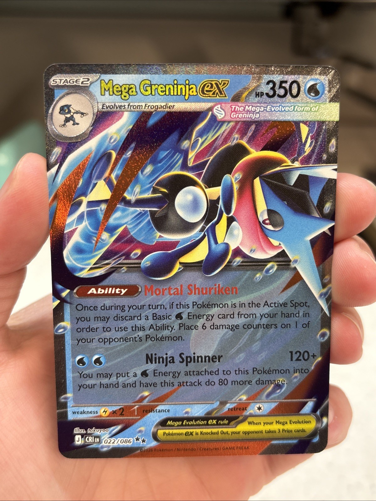 Mega Greninja ex 22/86 Double Rare Pokemon Chaos Rising Holo ME04 NM