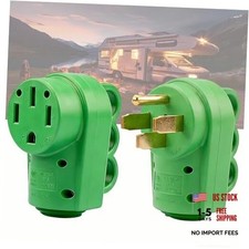 50 Amp RV Male and Female Plug Set 14-50P/50R Nema 14-50P/R Set Green