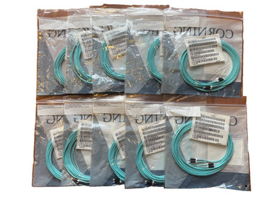 Lot of 10 Corning LC-LC Fiber Optic Patch Cables 15ft Duplex Zipcord NEW