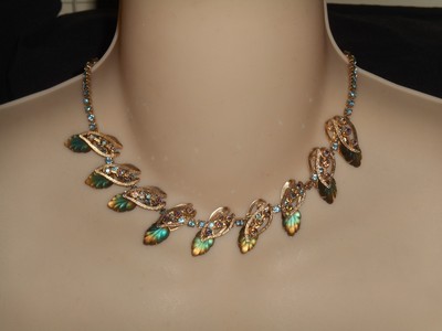 Vintage Juliana D&E?? Unique Molded Glass Crystals Rhinestone Choker Necklace