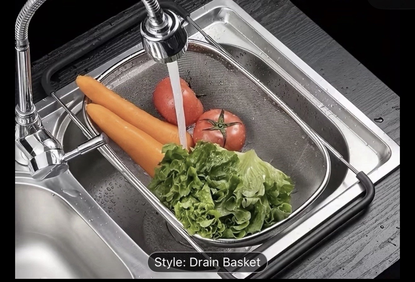 Stainless Steel Expandable Sink Colander Over Sink Strainer Basket for Kitchen