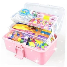  3000Pcs Arts and Crafts Supplies for Kids Girls 8-12 Craft Kit with Pipe Pink