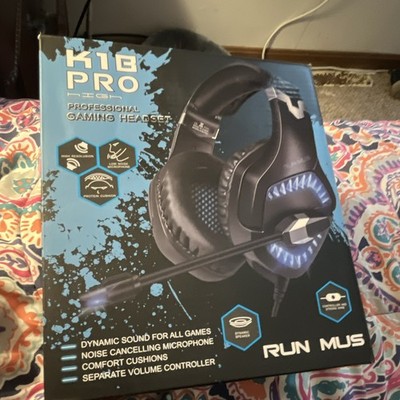 RUNMUS K1B PRO Gaming Headset Black USB/3.5mm Noise Cancel Mic Volume Ctrl