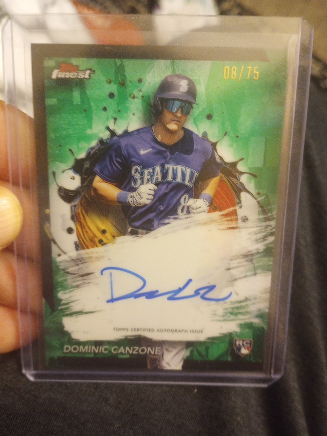 2024 Topps Finest Dominic Canzone Rookie Green Refractor Auto 8/75 Jersey # #...