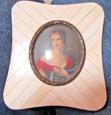 Antique Signed Miniature framed Portrait of Victorian Woman Pauline Bonaparte