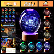 3D Solar System Crystal Ball Night Light, 16 Color Remote Control, K9 Glass Lamp