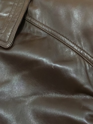 Chaqueta de cuero vintage Sajonia para hombre talla 42 marrón mantecoso suave ligera - Imagen 8 de 9