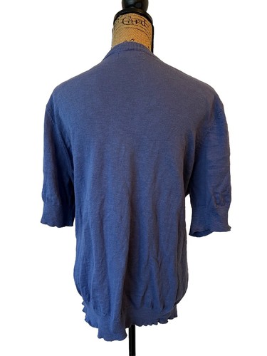 Woman Within Blue Purple Short Sleeved Cardigan 2x 26/28 Plus Size Sweater - Picture 2 of 6