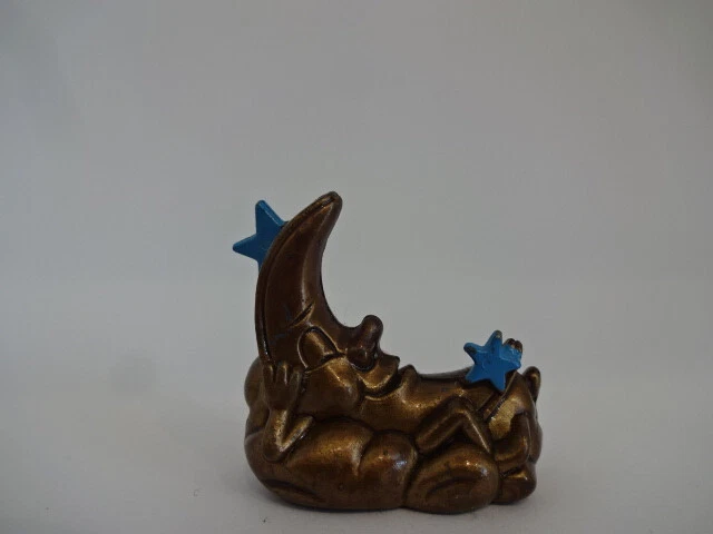 Weihnachts Figur / Bronzefarbiger Mond mit blaue Sterne - Bild 1 von 1