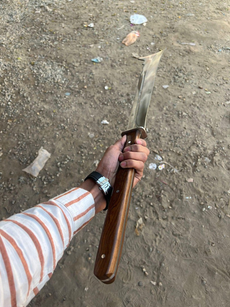 Custom Handmade Carbon Steel Blade Tactical Machete Sword| Hunting Sword Camping