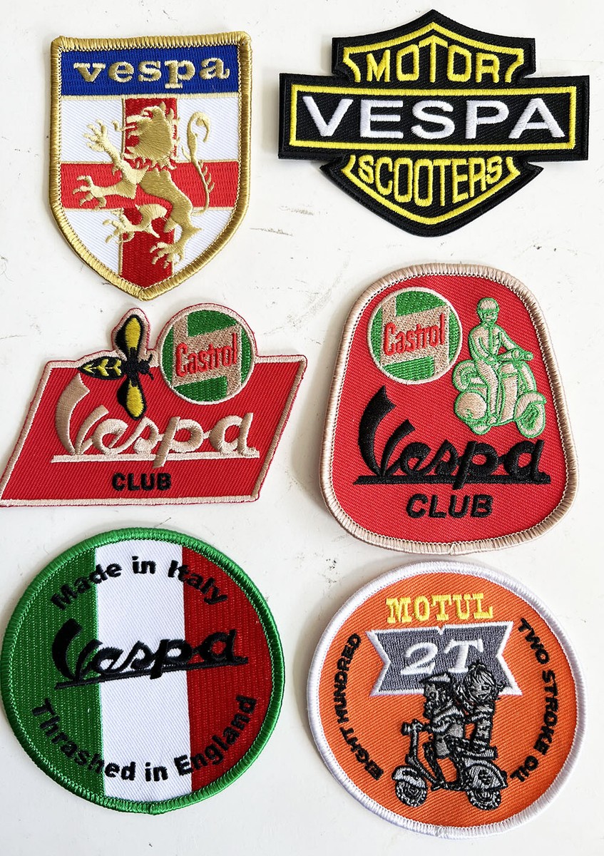 Vespa Club/shield Patches (Various styles) Embroidered Iron or Sew on