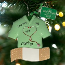 Kurt Adler Christmas Ornament RN Nurses Are Caring Scrub Top Can Be Personalized