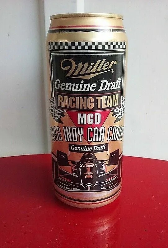Vtg Miller Genuine Draft MGD Beer Can Racing Team 1992 Indy Car
