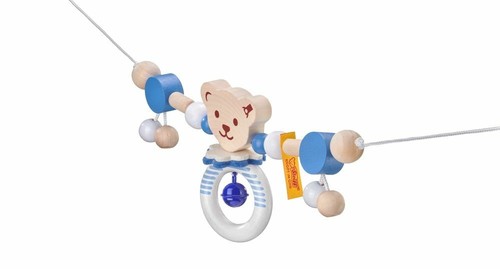 Selecta Baby World Steiff Button Ear Pram Chain Blue Toddler Wooden Toy 64305 - Picture 10 of 12