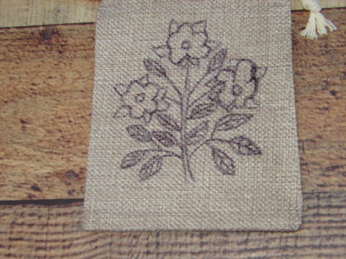 Southwestern Inspired Medicine Bag, Flower Burlap Drawstring Bag, Talisman Bag - Picture 4 of 6