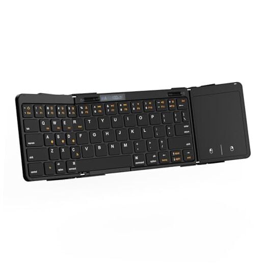 Foldable Wireless Keyboard with Trackpad, Touchpad for Windows/iOS/Android/Mac