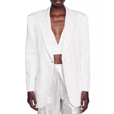 NEW Sandro Alicia WHITE LINEN Blazer SIZE 34/ XS