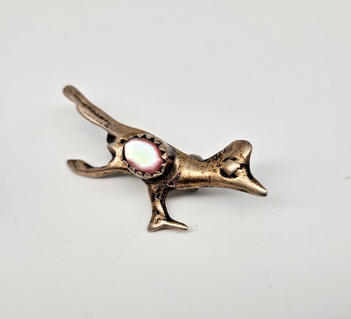 Sterling Silber Straßenläufer Anstecknadel Vogel Stein 2,59 g Schmuck Brosche - Bild 2 von 7