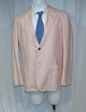 Kiton Lightweight Cashmere Blend White Red Stripe Three Roll Two Blazer 42R NWT
