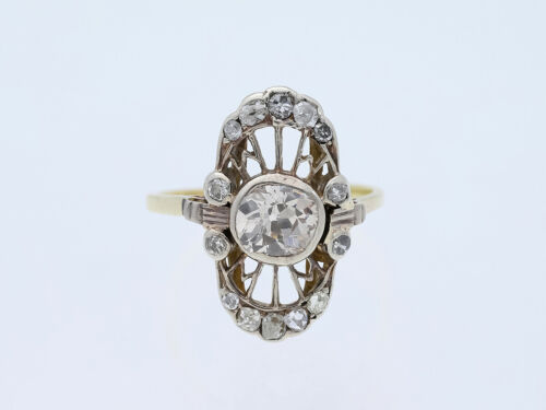 antyczny pierścionek diamenty 1,20 karata złoto 585 około 1900 roku wartość: 3 900 euro - Zdjęcie 1 z 6