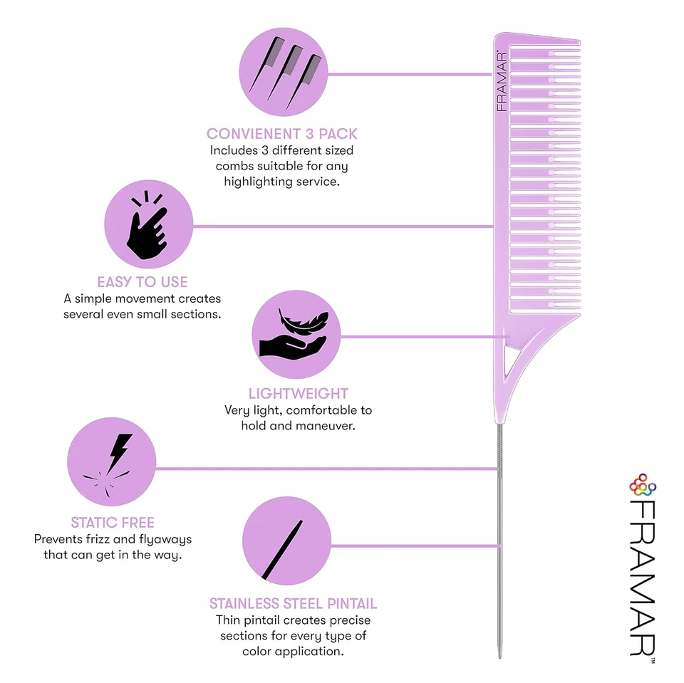 Juego de peine resaltador FRAMAR Dreamweaver - Peine resaltador profesional con pieza Foto 4 de 4