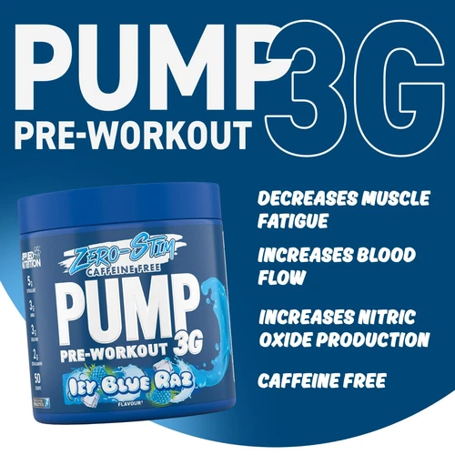 Stim Free Pre Workout Powder Pump 3G Creatine, Amino Acids, Vit B - 25 Servings