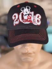 NEW Disney 2016 Mickey Mouse Baseball Hat Adult Black Red Adjustable Strapback