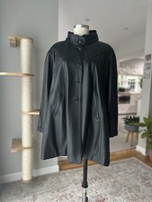 Rare Find! Vintage Black Fine Leather Women’s Coat: Por Santa Maria Size 46