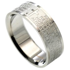 Preghiera Croce Anello Fascia Nostro Padre Acciaio Religione Uomo Donna ITALIANO