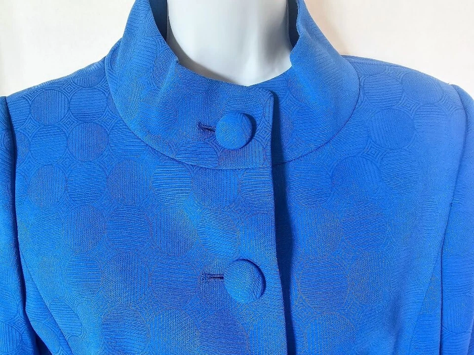 Blazer Mujer Alex Marie Talla 8 Manga 3/4 Azul Estampado Jaquard Tela Foto 4 de 4