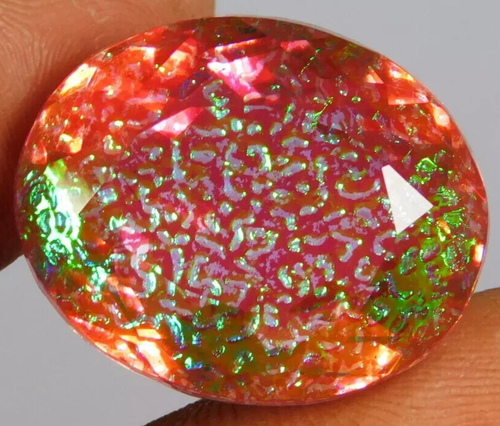 Large Monarch Fire Opal Doublet Oval Cut 84.80 Ct. Loose Gemstone Gift for Women - Picture 5 of 8