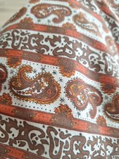 Vintage Paisley Print Fabric White Rust Brown Cotton 60" Wide 3m NEW