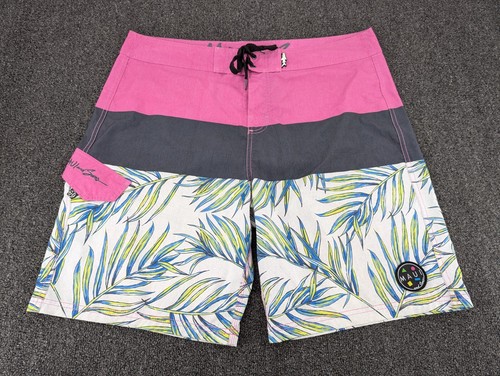 Maui & Sons Men's Pink Board Shorts Swim Trunks Drawstring Cargo Pocket Size 38