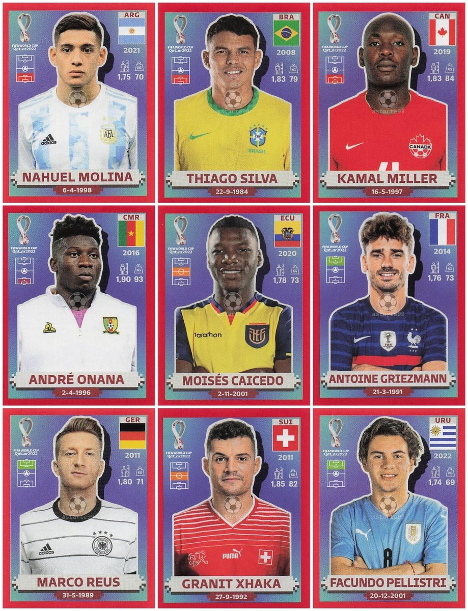 Panini World Cup Qatar 2022 Red Parallel Stickers - Choose Sticker