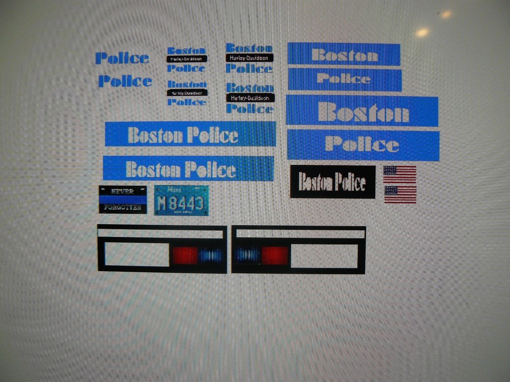 Boston Mass Police Motorcycle Decals Old School 1:18