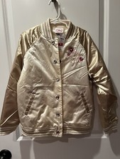 NWT Disney Store Minnie Mouse Jacket Bomber Coat GOLD GIRLS MEDIUM SUPER SWEET