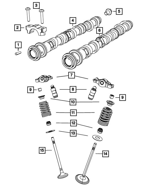 Árbol de levas de escape lado derecho OEM Mopar 05184378AH 5184378AH para Dodge RAM 3,6 L Foto 2 de 4