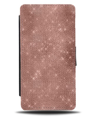 Stilvolle roségoldene Klapphülle mit glitzerndem Druck Bild G612