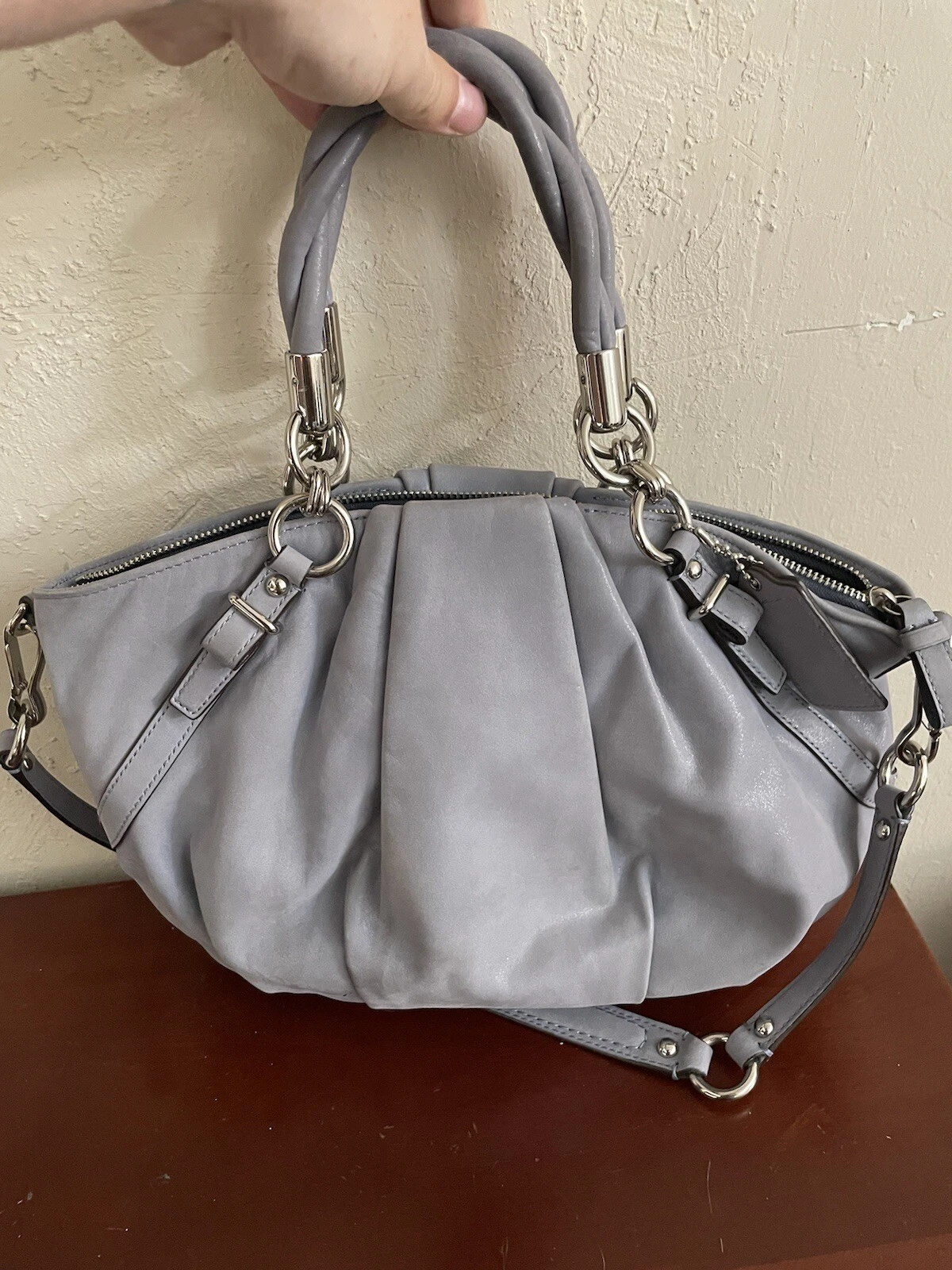 Con borsa a tracolla Flaw COACH F22563 grigio scintillante (""blu ish) in pelle morbida